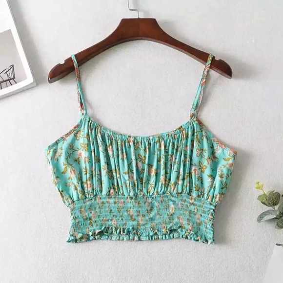 SOLD OUT Boho Floral Gypsy Crop Top & Wide Leg Pant Set - Picture 3 of 7